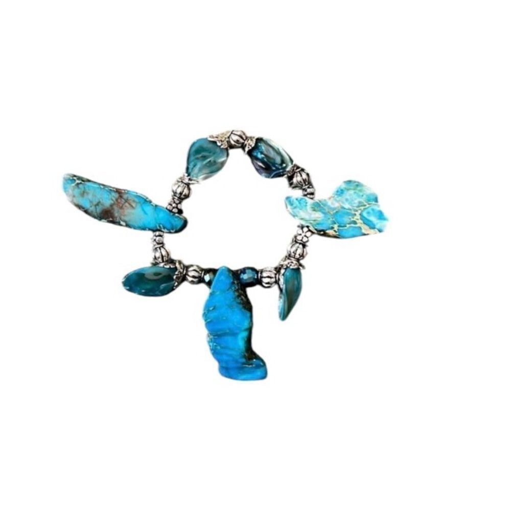NWT Angela’s Designs 1 of a kind handmade turquoise dyed howlite dangle bracelet